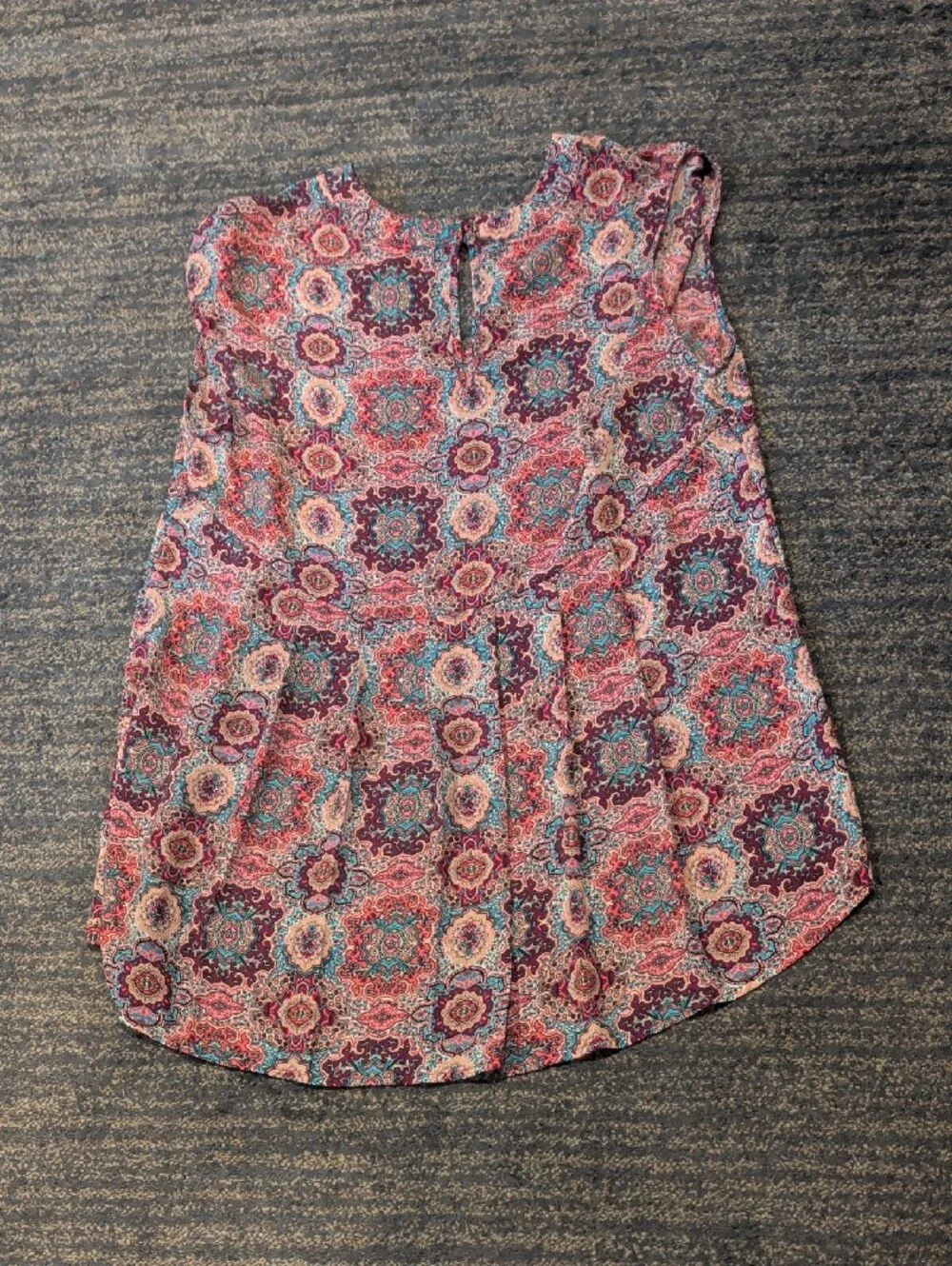 DR2 Pink & Teal Mosaic Cap-Sleeve Casual Top